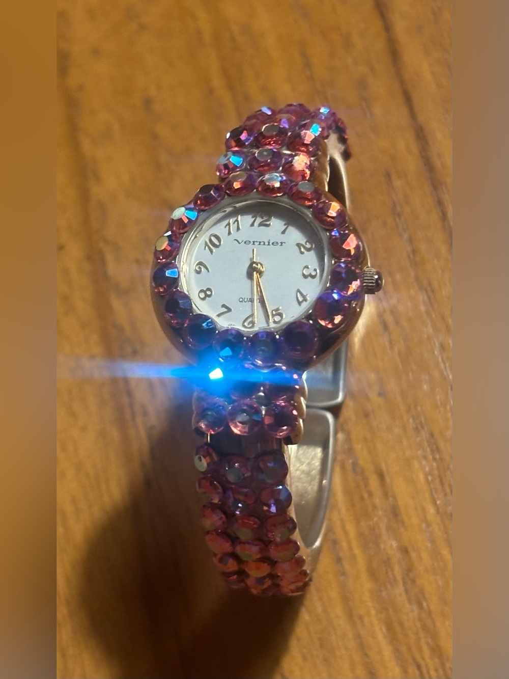 Vernier Y2K Pink Rhinestone Cuff Watch